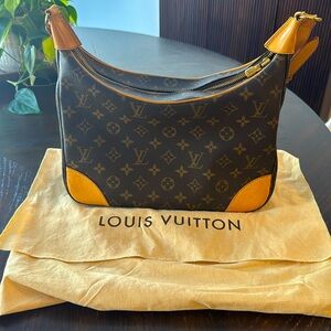 Louis Vuitton Monogram Canvas Shoulder Bag with Tan Leather Accents